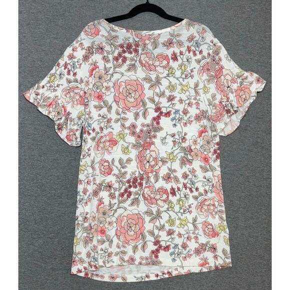 LOFT | Women's Multicolor Floral Flutter Cape Sleeve | XS Petite - Picture 2 of 5